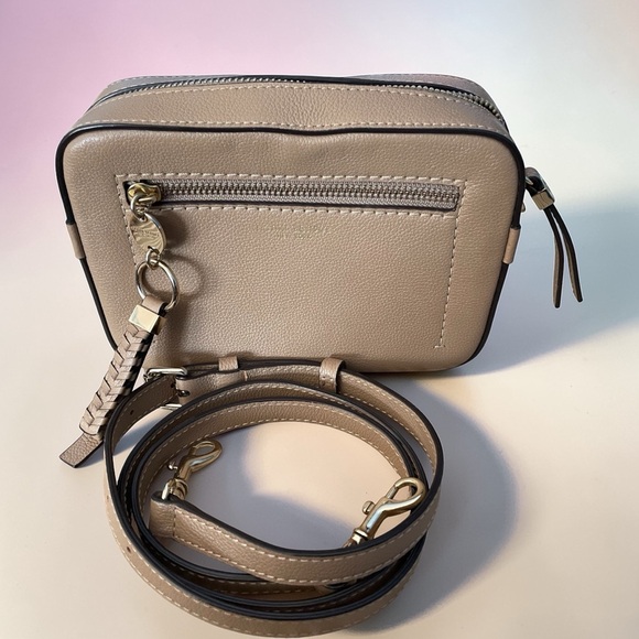 Handbags - Henri Bendel Pebbled Leather Camera Crossbody Bag Beige Neutral Gold Hardware